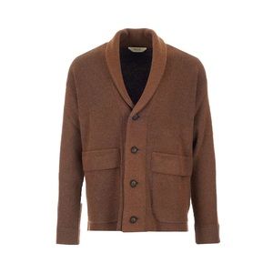 Z Zegna Brown Wool Shawl Cardigan
